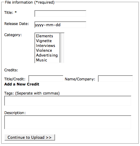 Screenshot of VISUALPLANT Web Uploader form